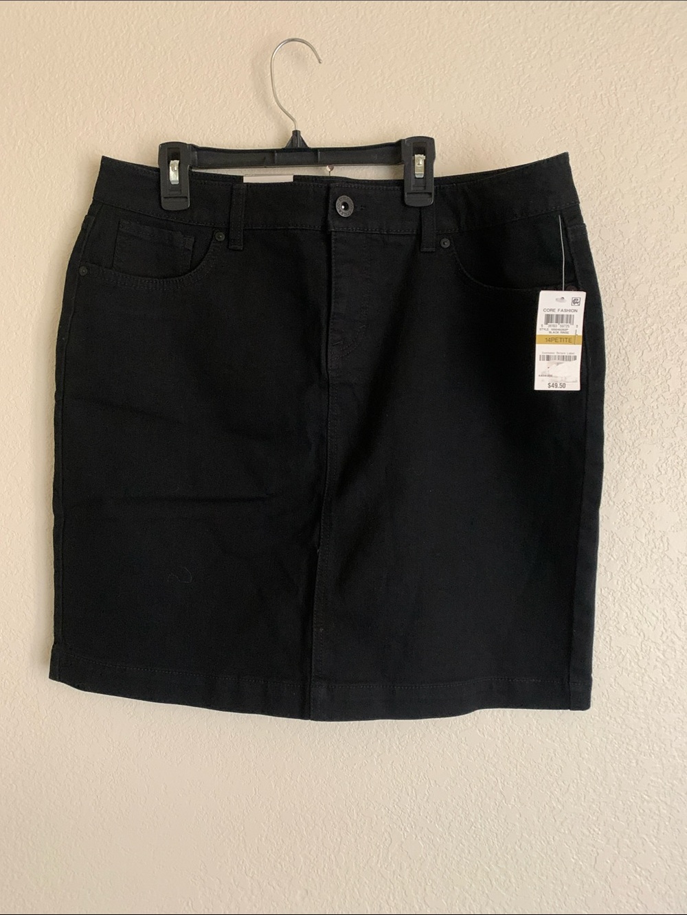 Style & Co  Black Denim Mini Skirt Size 14 Petite